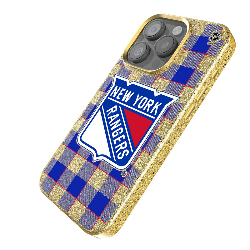 New York Rangers Plaid iPhone Bling Phone Case Iso.Jpg