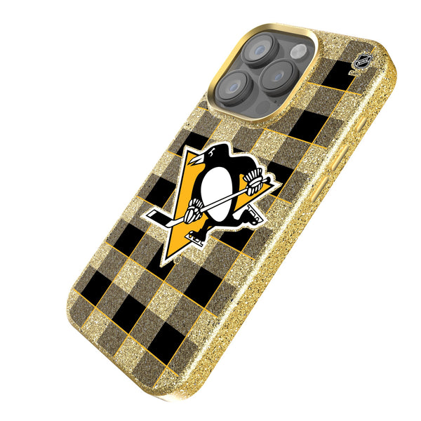 Pittsburgh Penguins Plaid iPhone Bling Phone Case Iso.Jpg