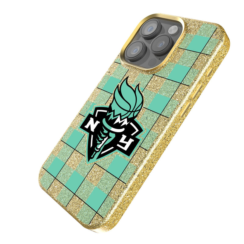 New York Liberty Plaid iPhone Bling Phone Case Iso.Jpg