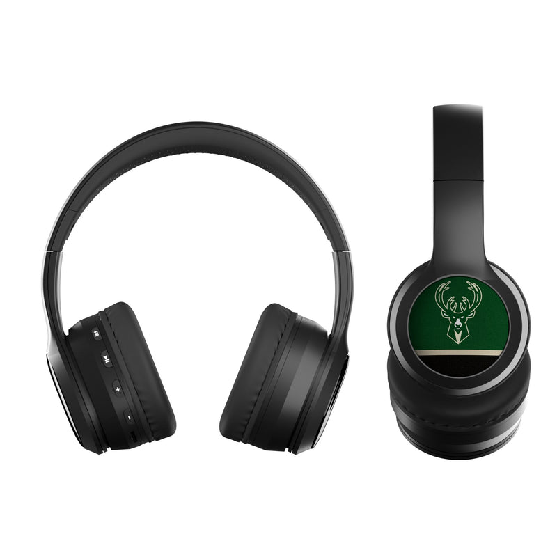 Milwaukee Bucks Stripe Wireless Over-Ear BT Headphones With Case Flat.Jpg