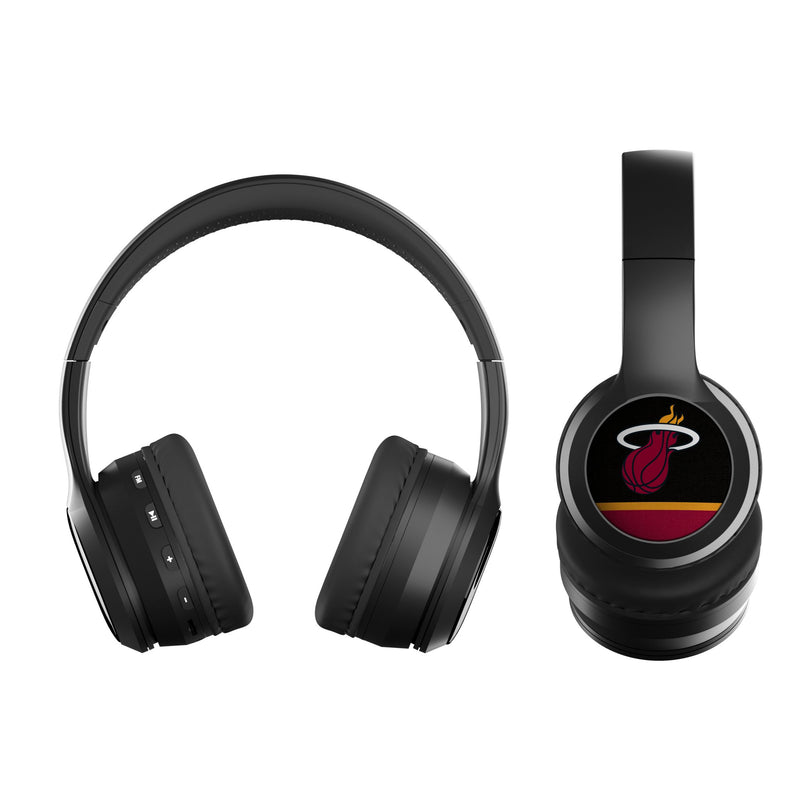 Miami Heat Stripe Wireless Over-Ear BT Headphones With Case Flat.Jpg