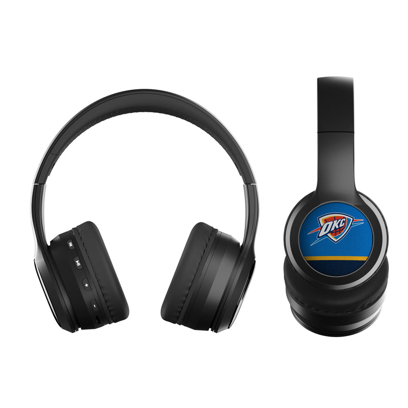 Oklahoma City Thunder Stripe Wireless Over-Ear BT Headphones With Case Flat.Jpg