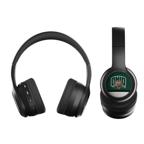 Ohio University Bobcats Stripe Wireless Over-Ear BT Headphones With Case Flat.Jpg