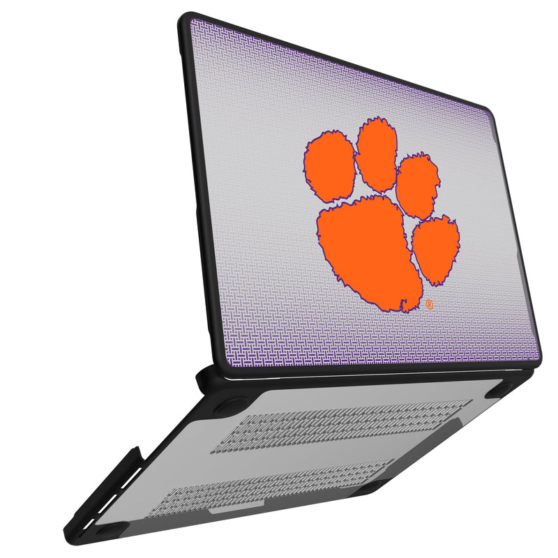 Clemson University Tigers Linen MacBook Laptop Case Open.Jpg