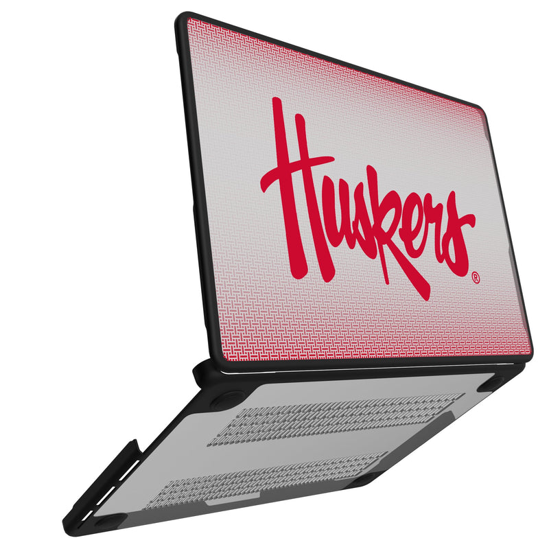 University of Nebraska Huskers Linen MacBook Laptop Case Open.Jpg