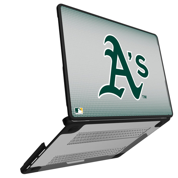 Oakland Athletics Linen MacBook Laptop Case Open.Jpg