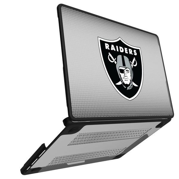 Las Vegas Raiders Linen MacBook Laptop Case Open.Jpg