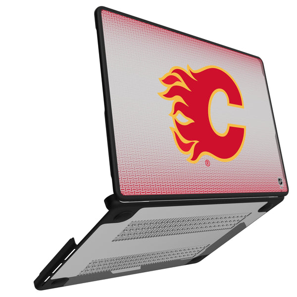 Calgary Flames Linen MacBook Laptop Case Open.Jpg