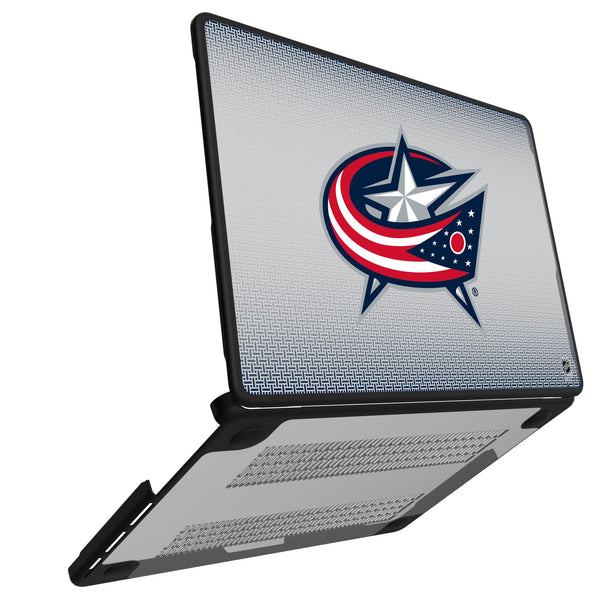 Columbus Blue Jackets Linen MacBook Laptop Case Open.Jpg