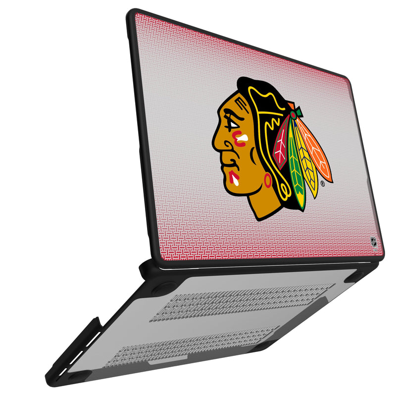 Chicago Blackhawks Linen MacBook Laptop Case Open.Jpg