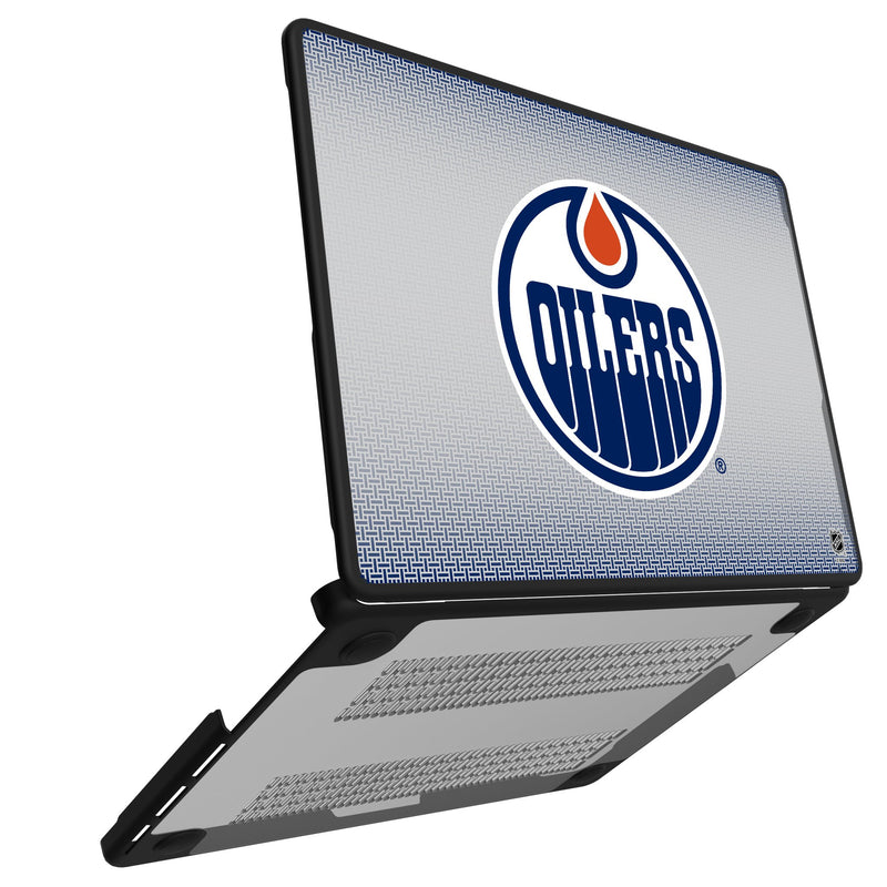 Edmonton Oilers Linen MacBook Laptop Case Open.Jpg