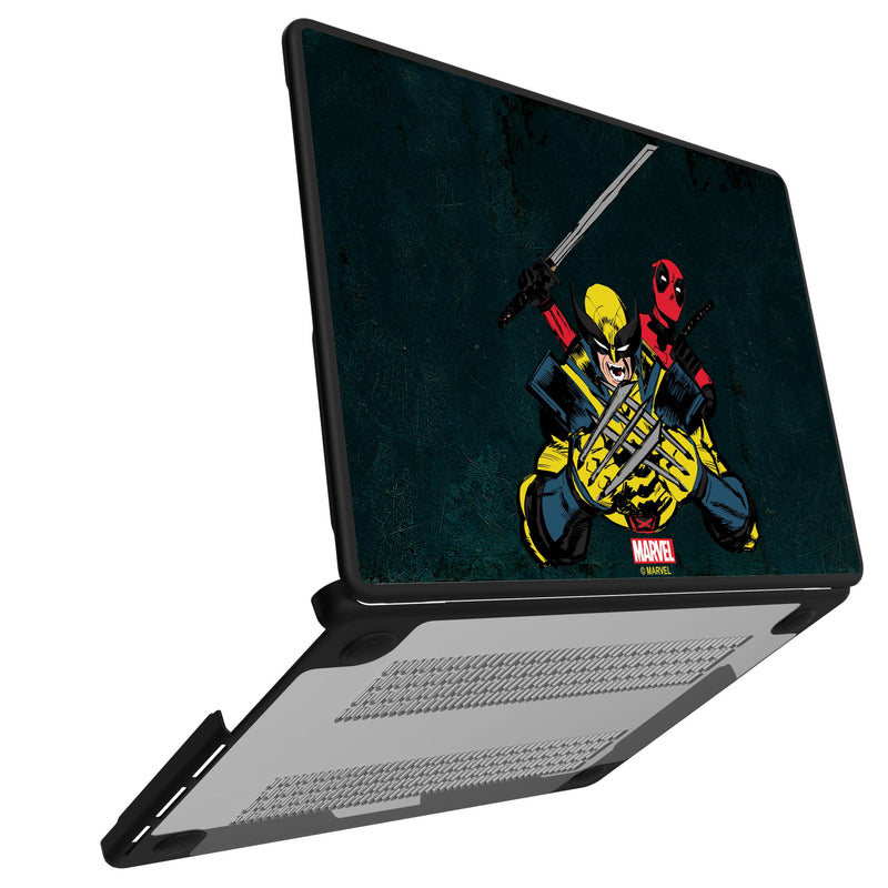 Marvel Deadpool Wolverine Badge MacBook Laptop Case Open.Jpg