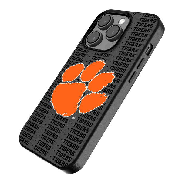 Clemson University Tigers Text Backdrop iPhone MagSafe Compatible Phone Case Iso.Jpg