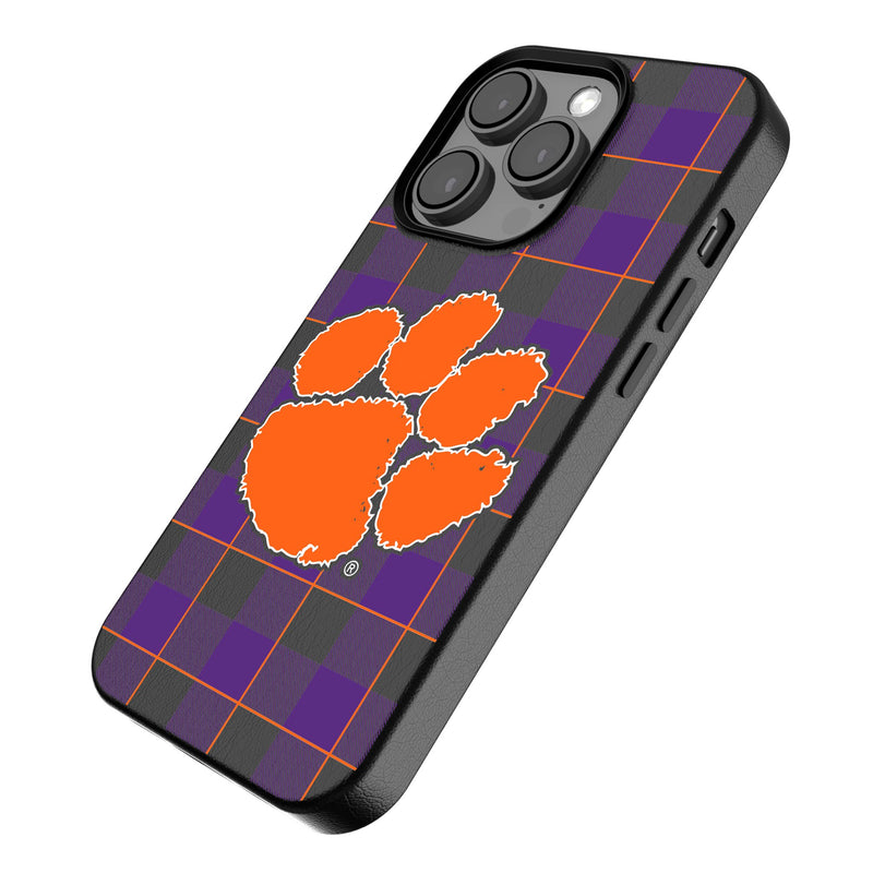 Clemson University Tigers Plaid iPhone MagSafe Compatible Phone Case Iso.Jpg