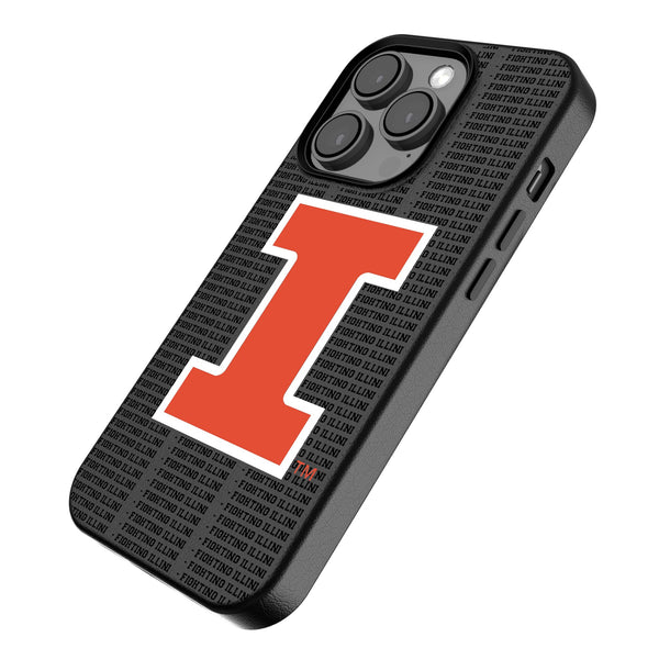 University of Illinois Fighting Illini Text Backdrop iPhone MagSafe Compatible Phone Case Iso.Jpg