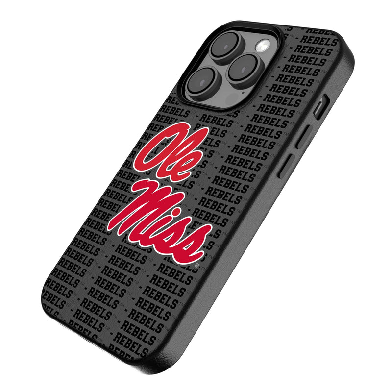 University of Mississippi Rebels Text Backdrop iPhone MagSafe Compatible Phone Case Iso.Jpg