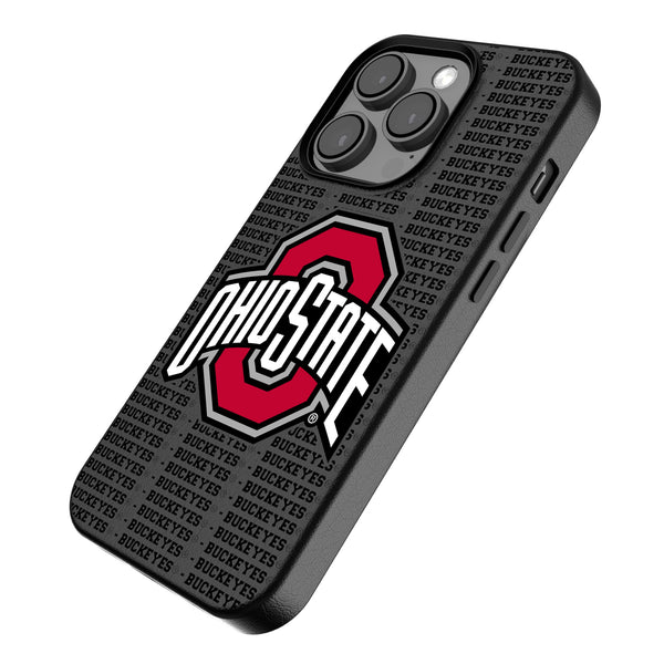 Ohio State University Buckeyes Text Backdrop iPhone MagSafe Compatible Phone Case Iso.Jpg