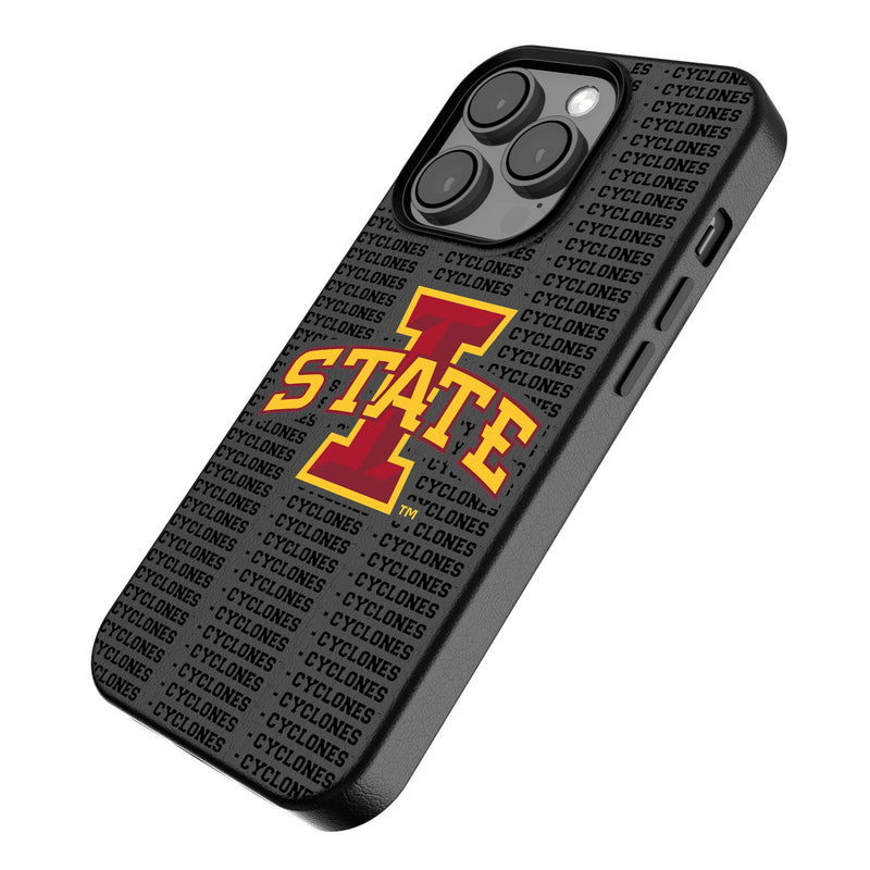 Iowa State University Cyclones Text Backdrop iPhone MagSafe Compatible Phone Case Iso.Jpg