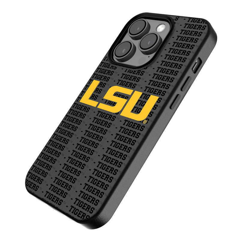 Louisiana State University Tigers Text Backdrop iPhone MagSafe Compatible Phone Case Iso.Jpg