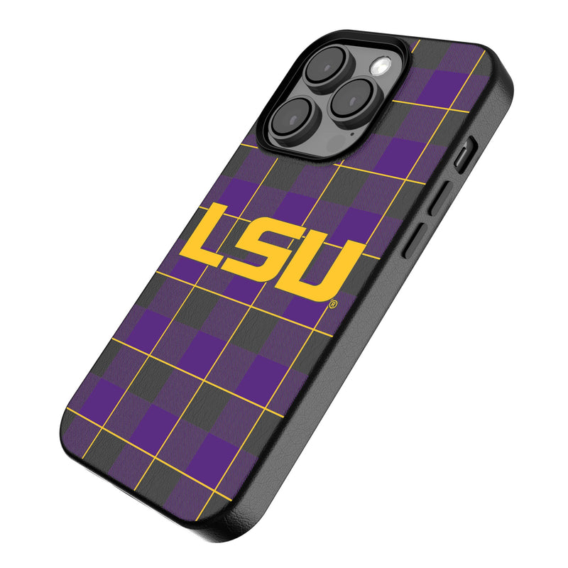 Louisiana State University Tigers Plaid iPhone MagSafe Compatible Phone Case Iso.Jpg