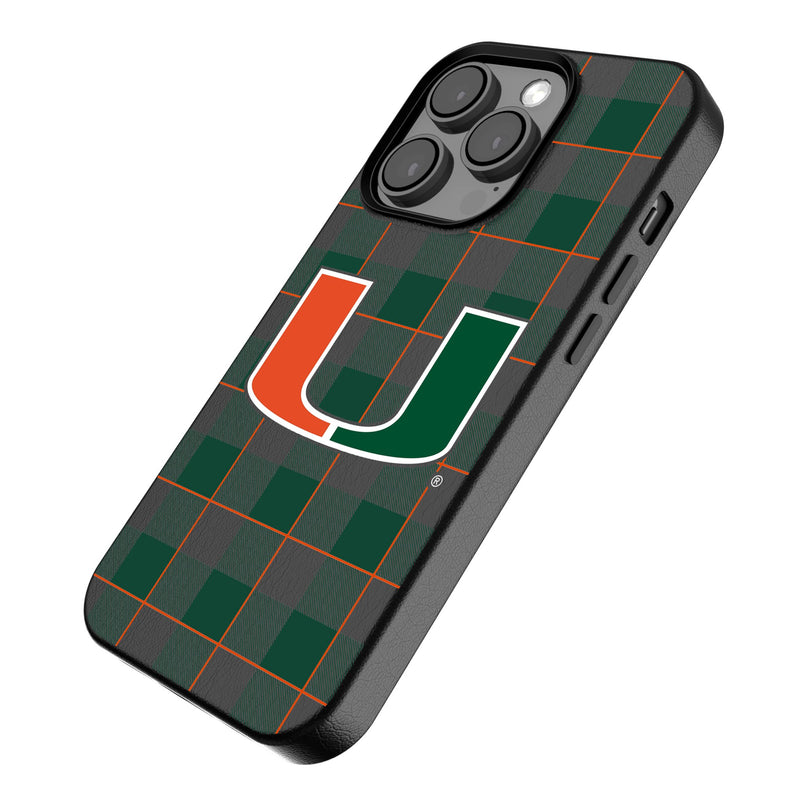 University of Miami Hurricanes Plaid iPhone MagSafe Compatible Phone Case Iso.Jpg