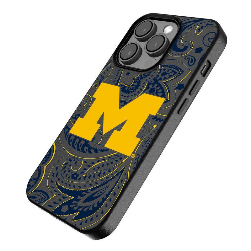 University of Michigan Wolverines Paisley iPhone MagSafe Compatible Phone Case Iso.Jpg