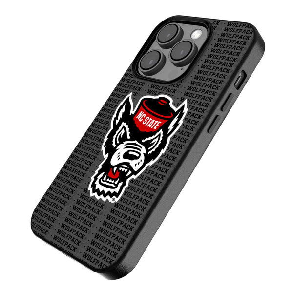 North Carolina State University Wolfpack Text Backdrop iPhone MagSafe Compatible Phone Case Iso.Jpg