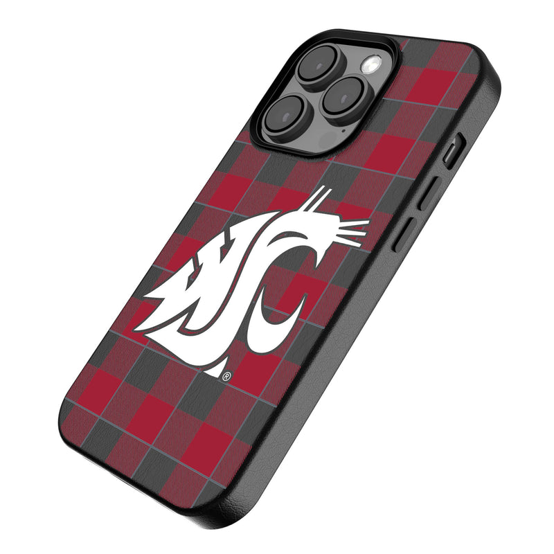 Washington State University Cougars Plaid iPhone MagSafe Compatible Phone Case Iso.Jpg