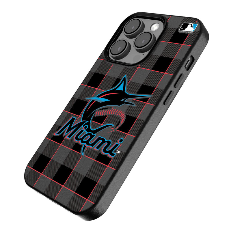 Miami Marlins Plaid iPhone MagSafe Compatible Phone Case Iso.Jpg