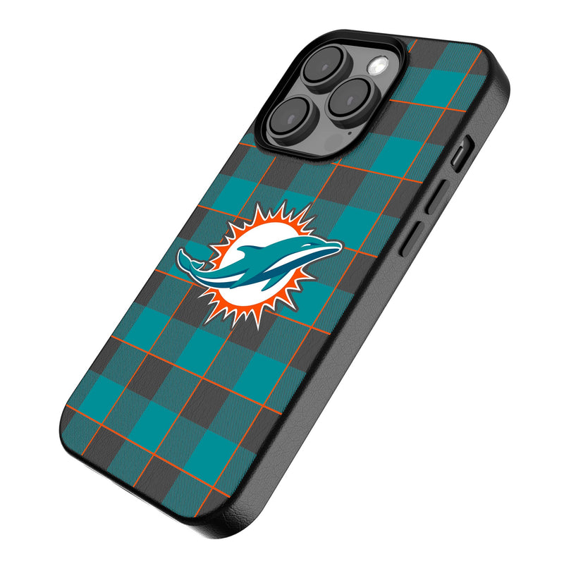 Miami Dolphins Plaid iPhone Magnetic Phone Case Iso.Jpg