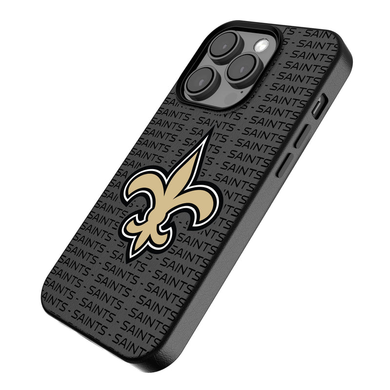 New Orleans Saints Text Backdrop iPhone MagSafe Compatible Phone Case Iso.Jpg