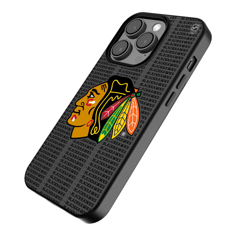 Chicago Blackhawks Text Backdrop iPhone MagSafe Compatible Phone Case Iso.Jpg