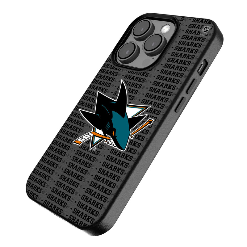 San Jose Sharks Text Backdrop iPhone MagSafe Compatible Phone Case Iso.Jpg