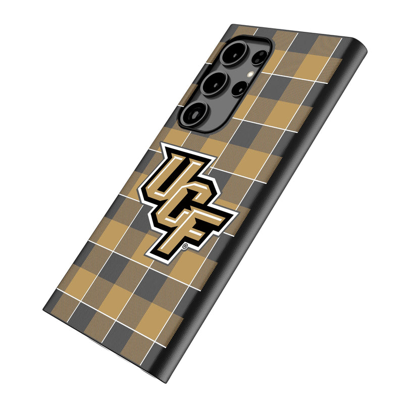 University of Central Florida Golden Knights Plaid Galaxy MagSafe Compatible Phone Case Iso.Jpg