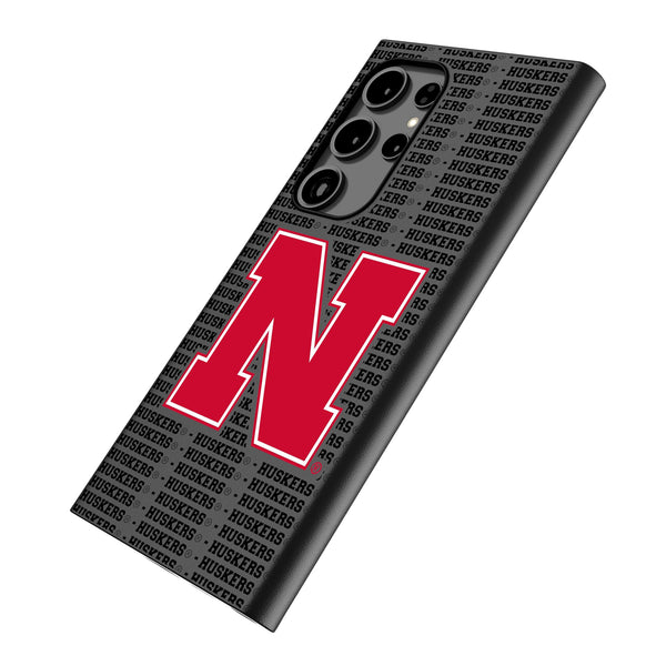 University of Nebraska Huskers Block N Text Backdrop Galaxy MagSafe Compatible Phone Case Iso.Jpg