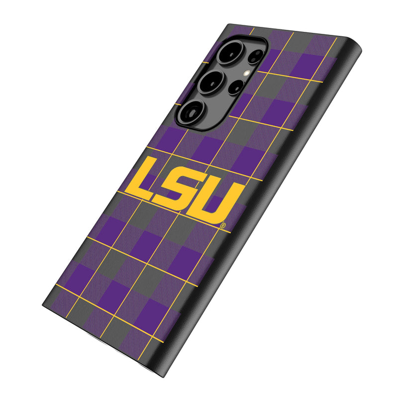 Louisiana State University Tigers Plaid Galaxy MagSafe Compatible Phone Case Iso.Jpg