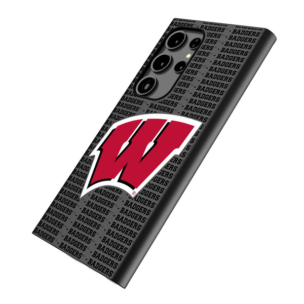 University of Wisconsin Badgers Text Backdrop Galaxy MagSafe Compatible Phone Case Iso.Jpg