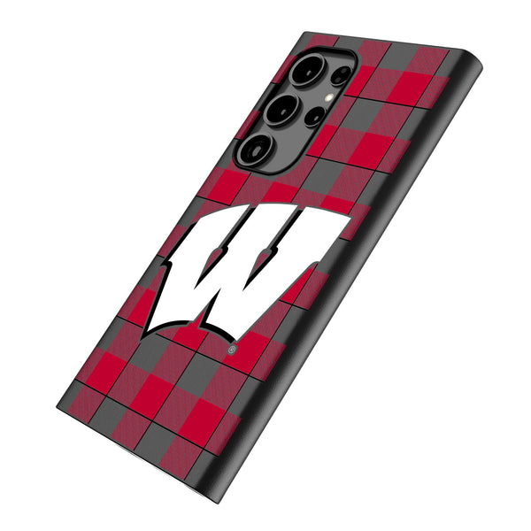 University of Wisconsin Badgers Plaid Galaxy MagSafe Compatible Phone Case Iso.Jpg