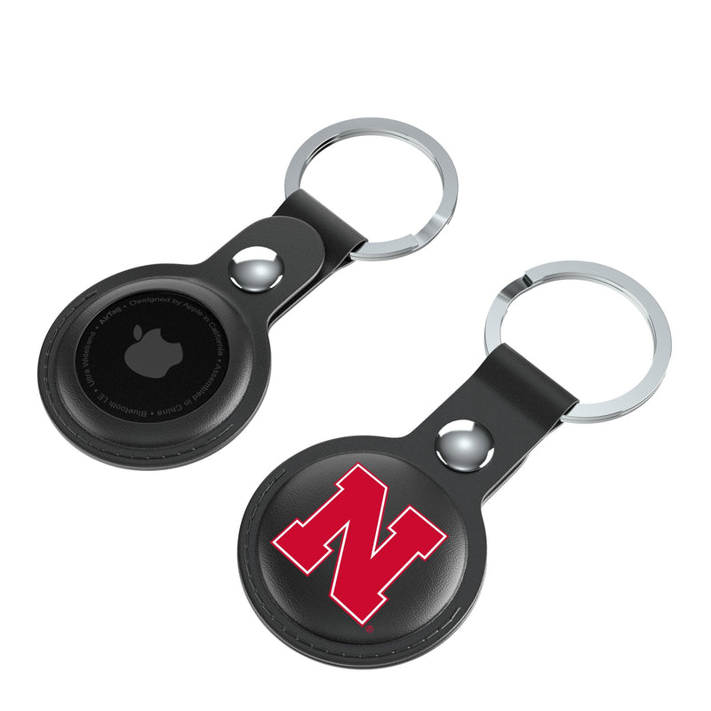 University of Nebraska Huskers Block N Insignia AirTag Black Airtag Holder 2-Pack Iso.Jpg