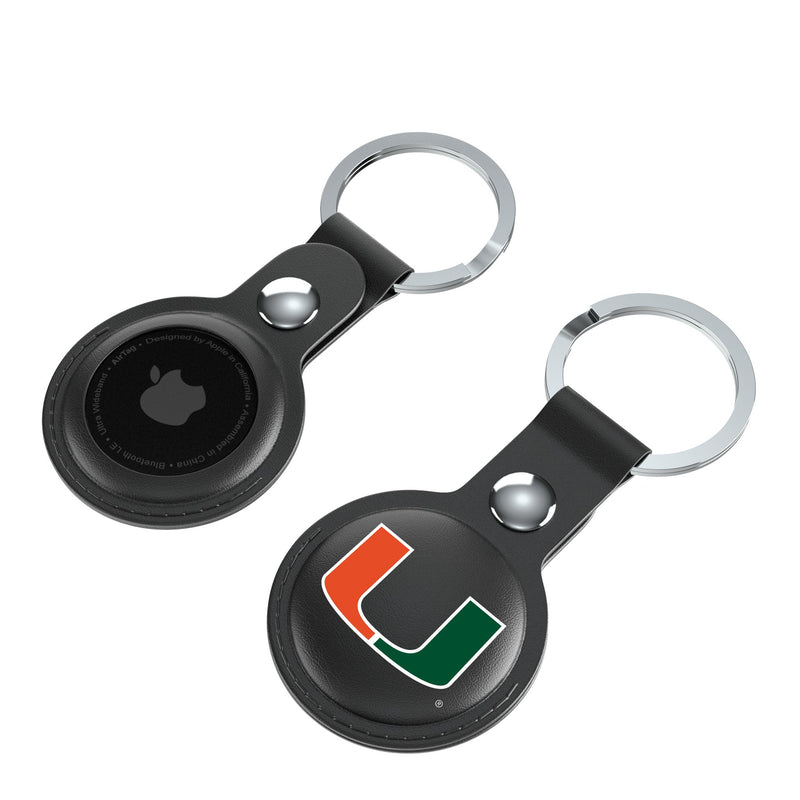 University of Miami Hurricanes Insignia AirTag Black Airtag Holder 2-Pack Iso.Jpg