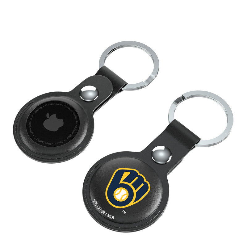 Milwaukee Brewers Insignia AirTag Black Airtag Holder 2-Pack Iso.Jpg