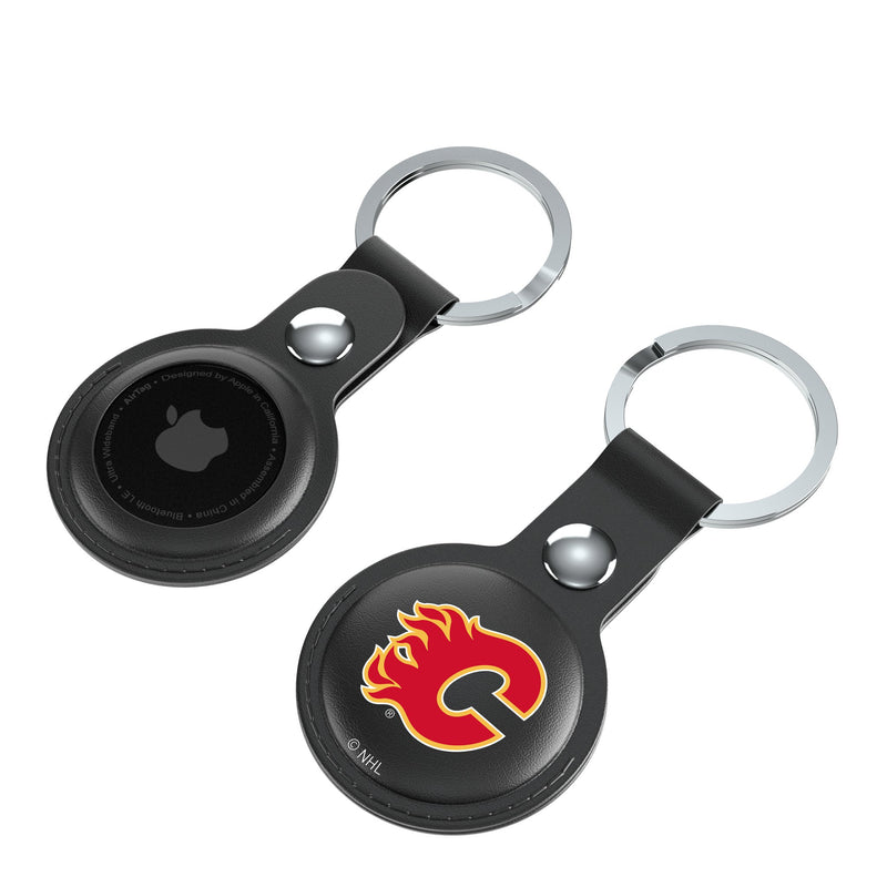 Calgary Flames Insignia AirTag Black Airtag Holder 2-Pack Iso.Jpg