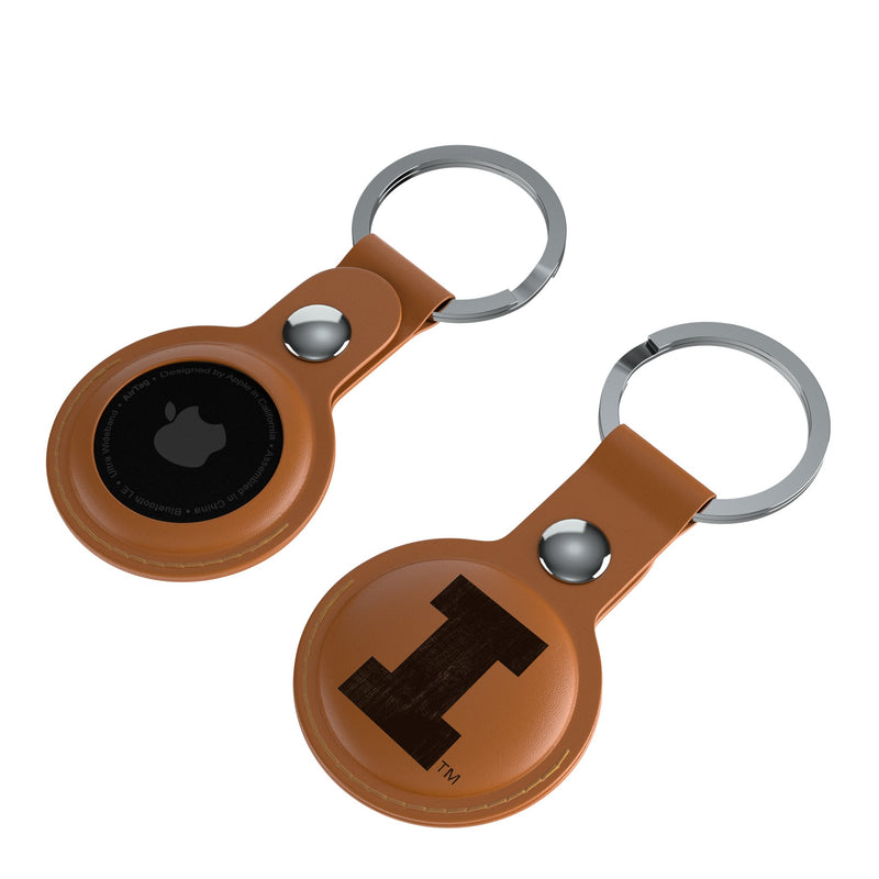 University of Illinois Fighting Illini Burn AirTag Brown Airtag Holder 2-Pack Iso.Jpg