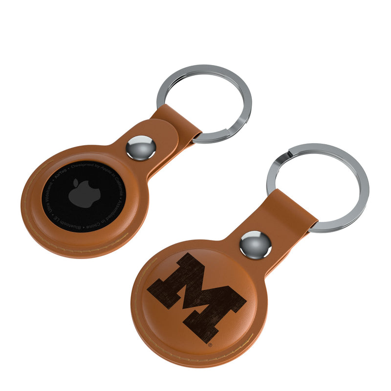 University of Michigan Wolverines Burn AirTag Brown Airtag Holder 2-Pack Iso.Jpg