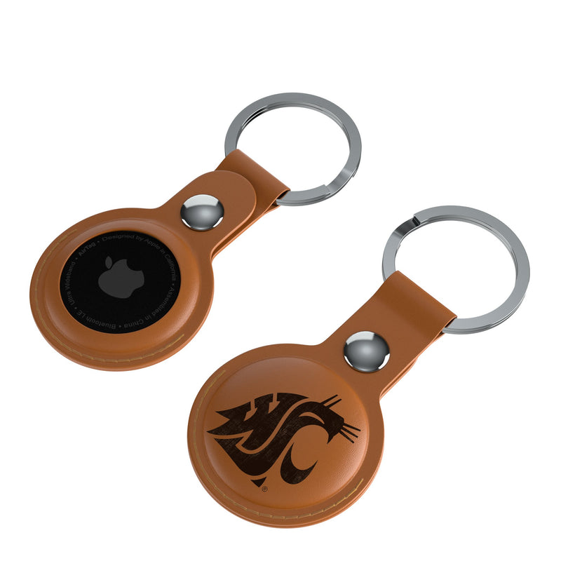 Washington State University Cougars Burn AirTag Brown Airtag Holder 2-Pack Iso.Jpg