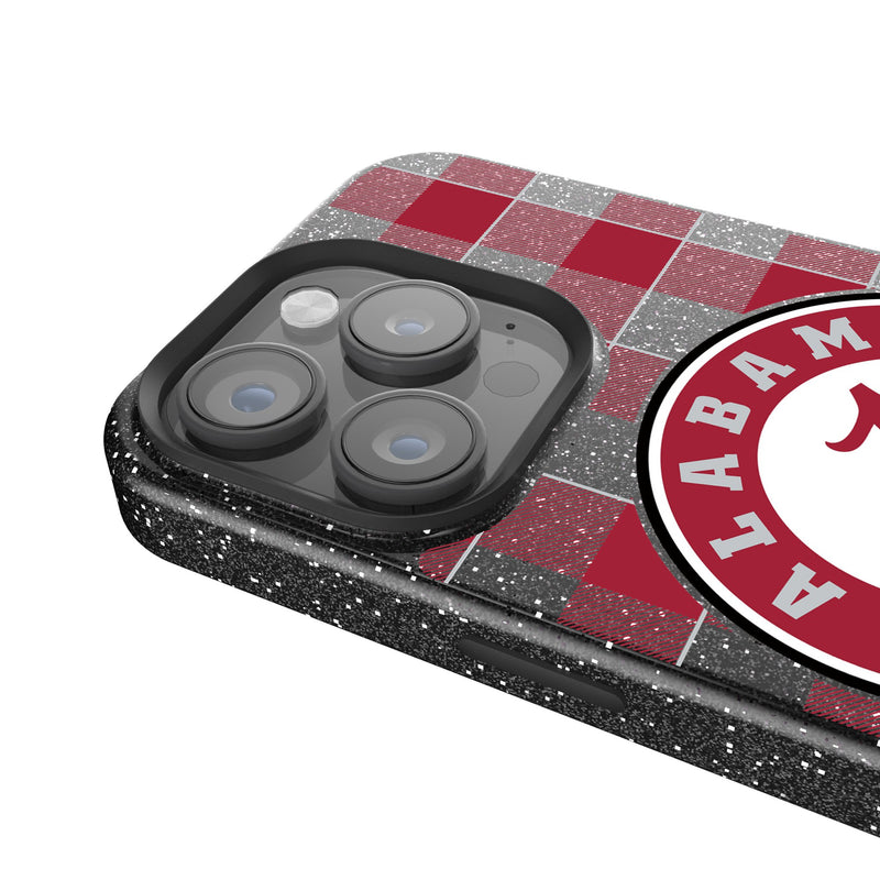 University of Alabama Crimson Tide Plaid iPhone Bling Phone Case Detail.Jpg