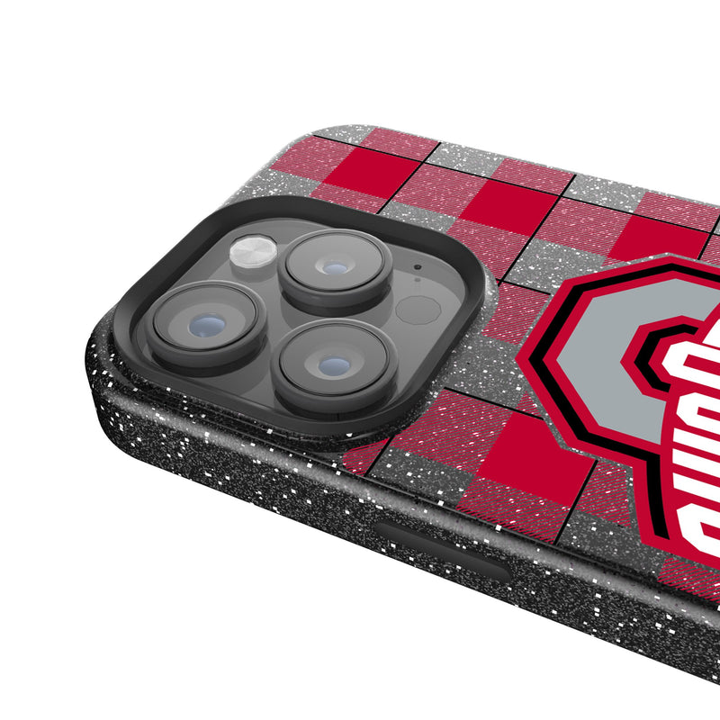 Ohio State University Buckeyes Plaid iPhone Bling Phone Case Detail.Jpg