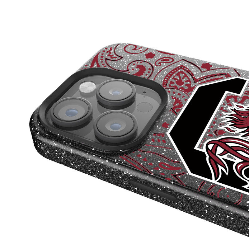 University of South Carolina Gamecocks Paisley iPhone Bling Phone Case Detail.Jpg