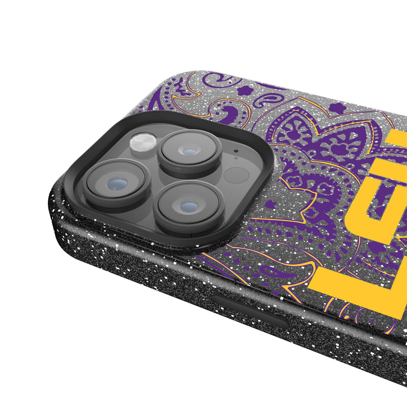 Louisiana State University Tigers Paisley iPhone Bling Phone Case Detail.Jpg