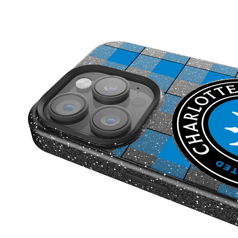 Charlotte FC  Plaid iPhone Bling Phone Case Detail.Jpg